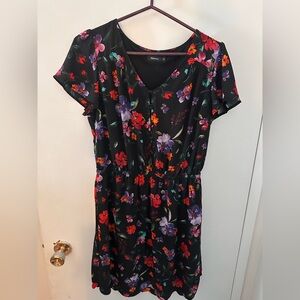 Black Dress with Colorful Floral Print